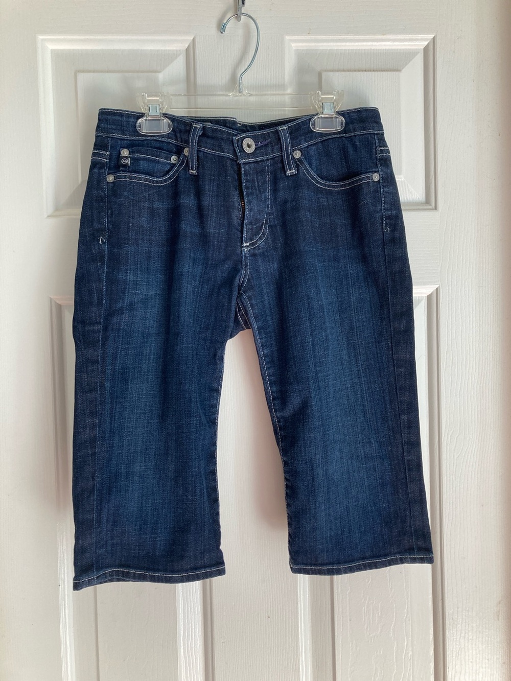 AG Adriano Goldschmied Navy and White Denim Label Jeans